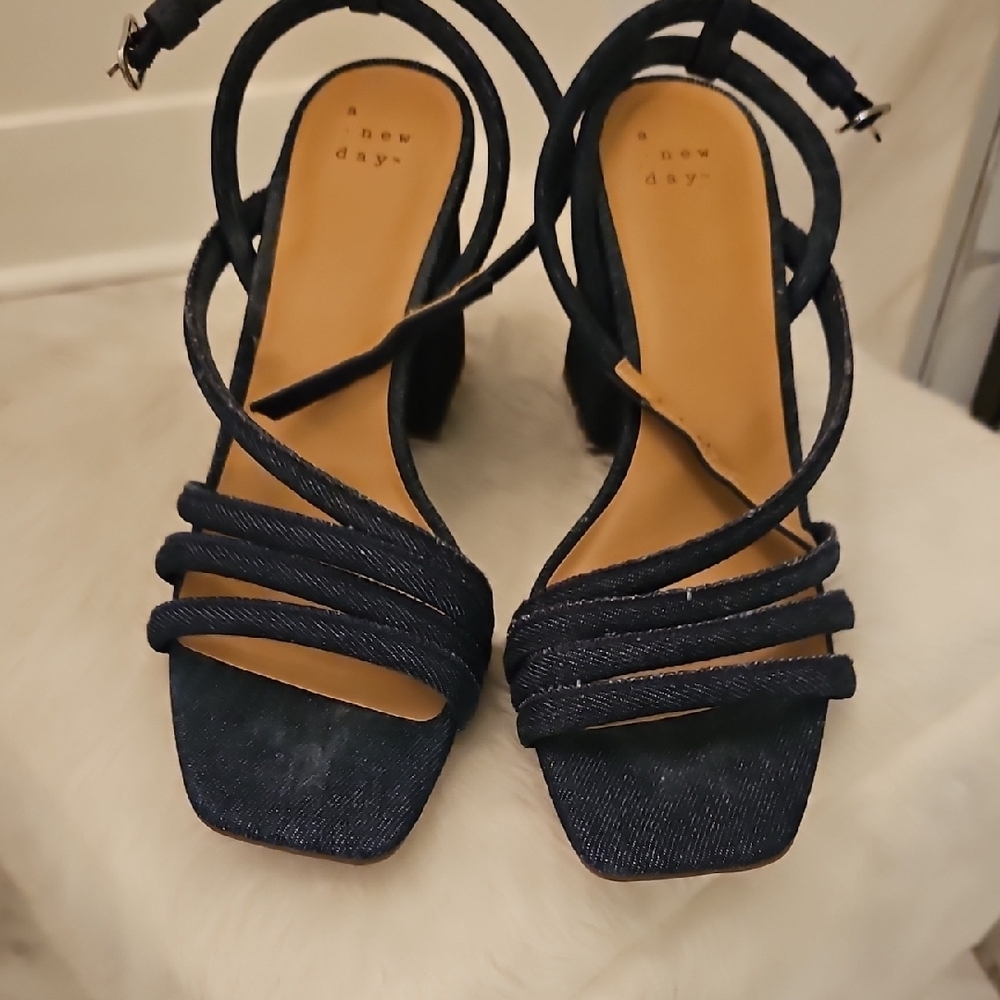 a new day Blue Heels with Square Toe